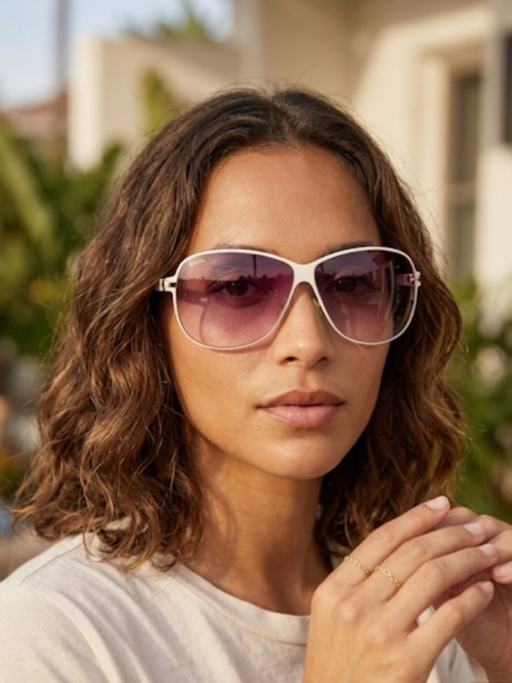 MYKITA Purple Lens designer Sunglasses with White Frame